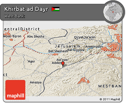 Shaded Relief Panoramic Map of Khirbat Ad Dayr