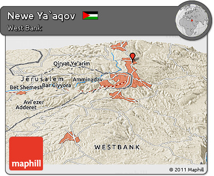 Shaded Relief Panoramic Map of Newe Ya`aqov