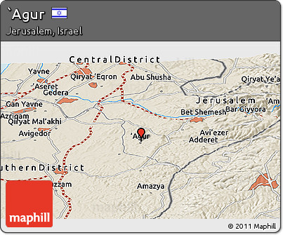 Shaded Relief Panoramic Map of `Agur