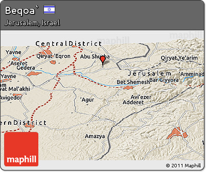 Shaded Relief Panoramic Map of Beqoa`