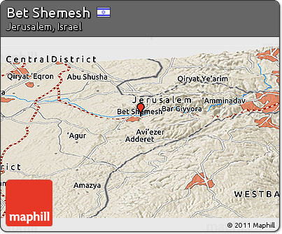 Shaded Relief Panoramic Map of Bet Shemesh