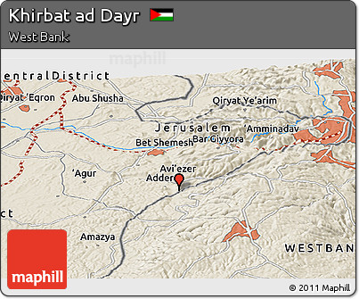 Shaded Relief Panoramic Map of Khirbat Ad Dayr