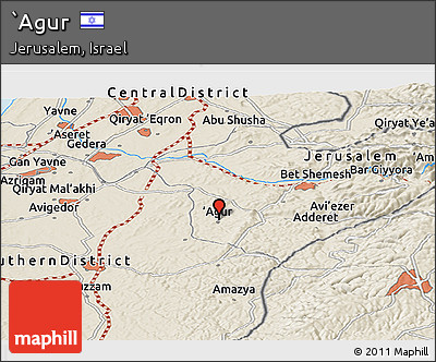 Shaded Relief Panoramic Map of `Agur