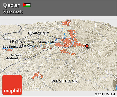 Shaded Relief Panoramic Map of Qedar