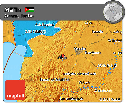 Political 3D Map of Mā`īn