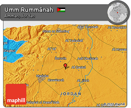Political 3D Map of Umm Rummānah