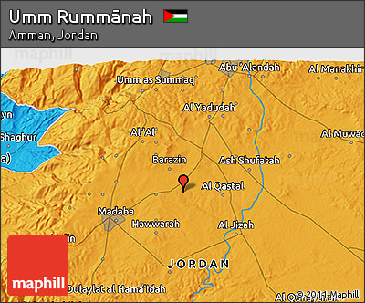 Political 3D Map of Umm Rummānah