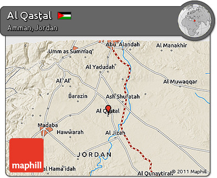Shaded Relief 3D Map of Al Qasţal