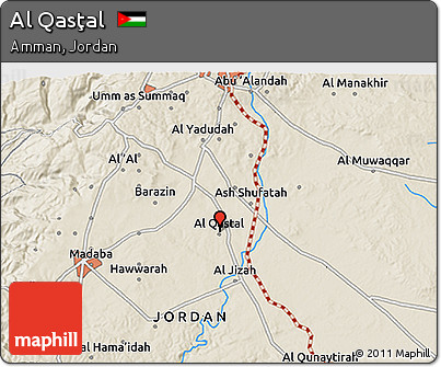 Shaded Relief 3D Map of Al Qasţal