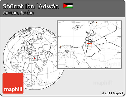 Blank Location Map of Shūnat Ibn `Adwān