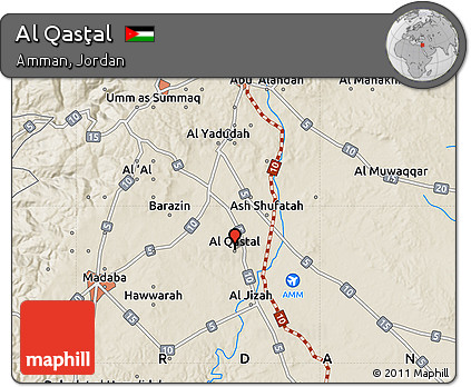 Shaded Relief Map of Al Qasţal