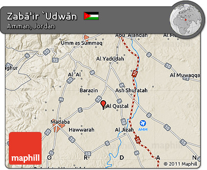 Shaded Relief Map of Zabā'ir `Udwān