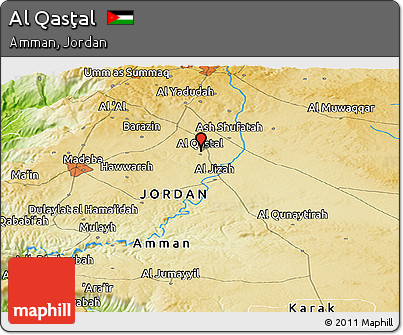 Physical Panoramic Map of Al Qasţal