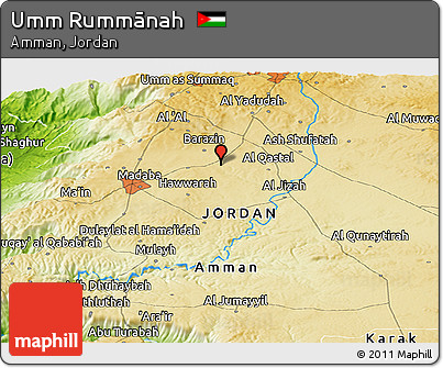 Physical Panoramic Map of Umm Rummānah