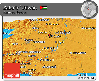 Political Panoramic Map of Zabā'ir `Udwān