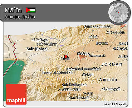 Satellite Panoramic Map of Mā`īn