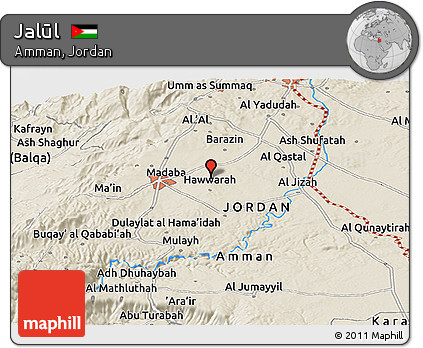 Shaded Relief Panoramic Map of Jalūl