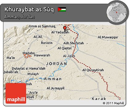 Shaded Relief Panoramic Map of Khuraybat As Sūq