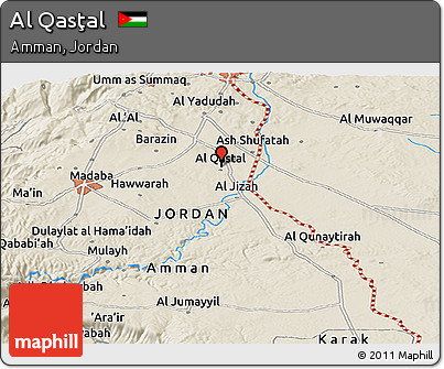 Shaded Relief Panoramic Map of Al Qasţal