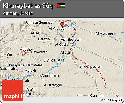 Shaded Relief Panoramic Map of Khuraybat As Sūq