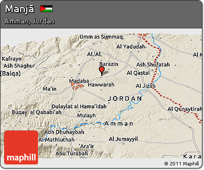 Shaded Relief Panoramic Map of Manjā