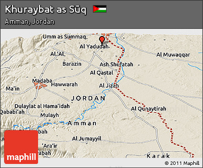 Shaded Relief Panoramic Map of Khuraybat As Sūq