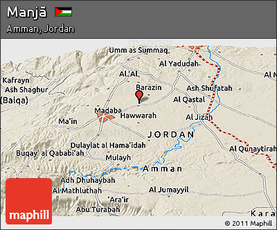 Shaded Relief Panoramic Map of Manjā