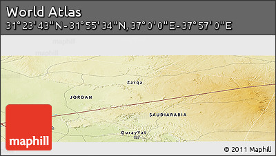 Physical Panoramic Map of the Area around 31° 39' 38" N, 37° 28' 30" E
