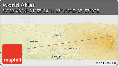Physical Panoramic Map of the Area around 31° 39' 38" N, 37° 28' 30" E