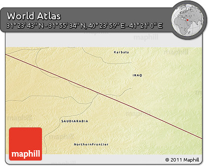 Physical 3D Map of the Area around 31° 39' 38" N, 40° 52' 30" E
