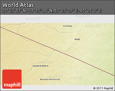 Physical 3D Map of the Area around 31° 39' 38" N, 40° 52' 30" E
