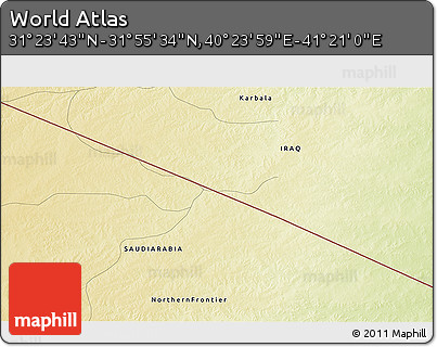 Physical 3D Map of the Area around 31° 39' 38" N, 40° 52' 30" E