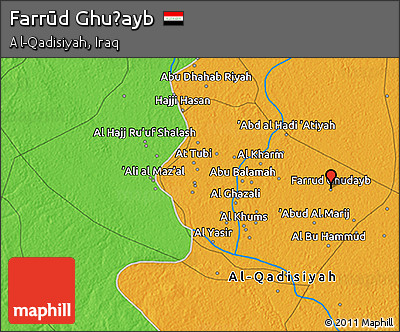 Political 3D Map of Farrūd Ghuḑayb