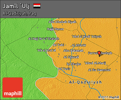Political 3D Map of Jamīl `Ulj