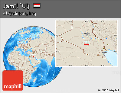 Shaded Relief Location Map of Jamīl `Ulj