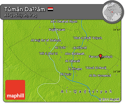 Physical Map of Tūmān Daḩḩām