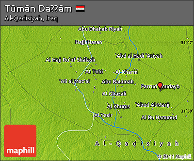 Physical Map of Tūmān Daḩḩām