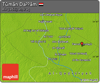 Physical Map of Tūmān Daḩḩām