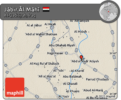 Shaded Relief Map of Jābir Āl Māhī
