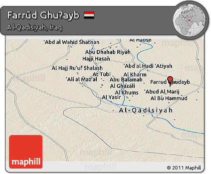 Shaded Relief Panoramic Map of Farrūd Ghuḑayb