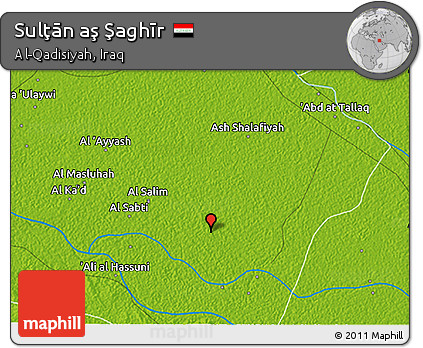 Physical 3D Map of Sulţān Aş Şaghīr