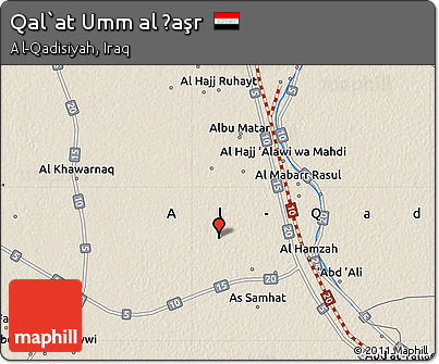 Shaded Relief Map of Qal`at Umm Al Ḩaşr