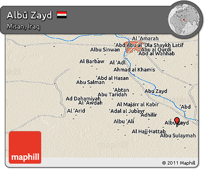Shaded Relief Panoramic Map of Albū Zayd