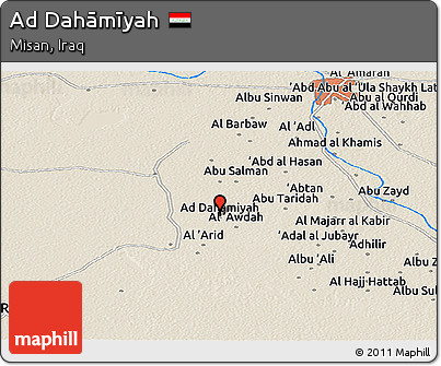 Shaded Relief Panoramic Map of Ad Dahāmīyah