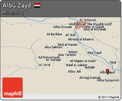 Shaded Relief Panoramic Map of Albū Zayd