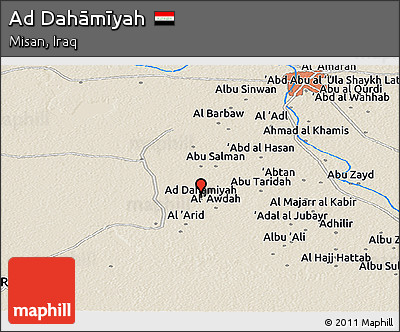 Shaded Relief Panoramic Map of Ad Dahāmīyah