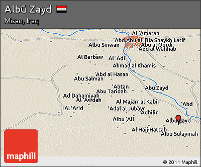 Shaded Relief Panoramic Map of Albū Zayd