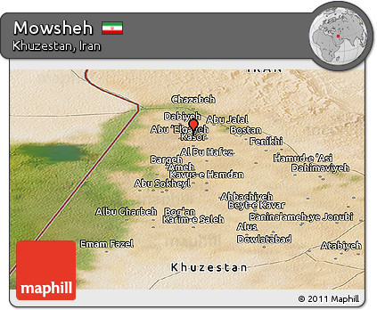 Satellite Panoramic Map of Mowsheh