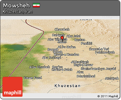 Satellite Panoramic Map of Mowsheh
