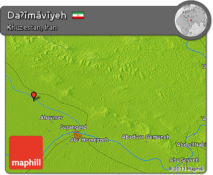 Physical 3D Map of Daḩīmāvīyeh